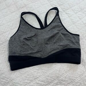 Aurique Charcoal and Black Women's Sports Bra XL